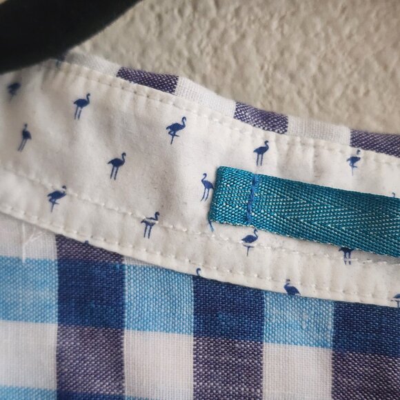 Tommy Bahama Mens Checked Button Up Shirt Short Sleeve Linen Blend Blue Size XXL - Picture 7 of 10